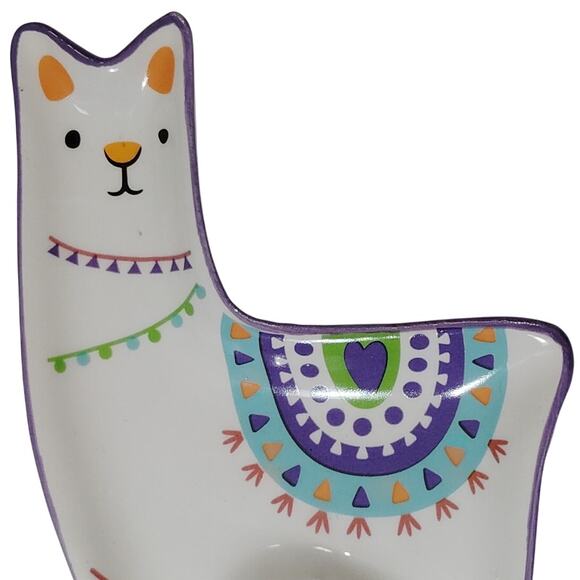Modern Expressions Ceramic Llama Dish – Multicolor Decorative Tray 6" x 4" - Picture 2 of 4